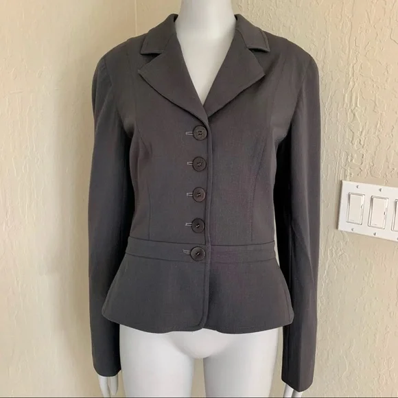 GIORGIO ARMANI Le Collezioni Wool Stretch 5 Button Blazer Jacket Grey Career 10 - Picture 3 of 15